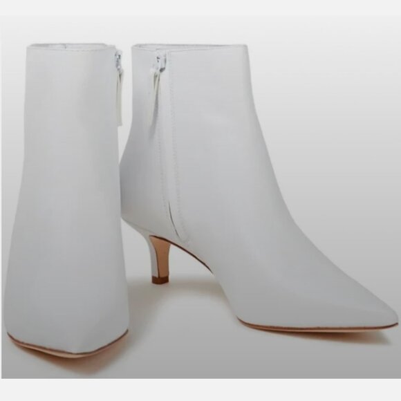 ✨ Reformation Charlotte Leather Ankle Kitten Heel Boots – White (Size 8) ✨ - Picture 5 of 5